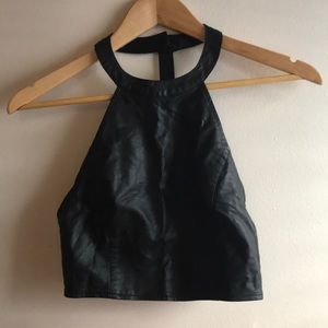 Leather like crop top